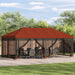 Paviljong med sidevegger 6 x 3 m Terrakotta Polyester og stål