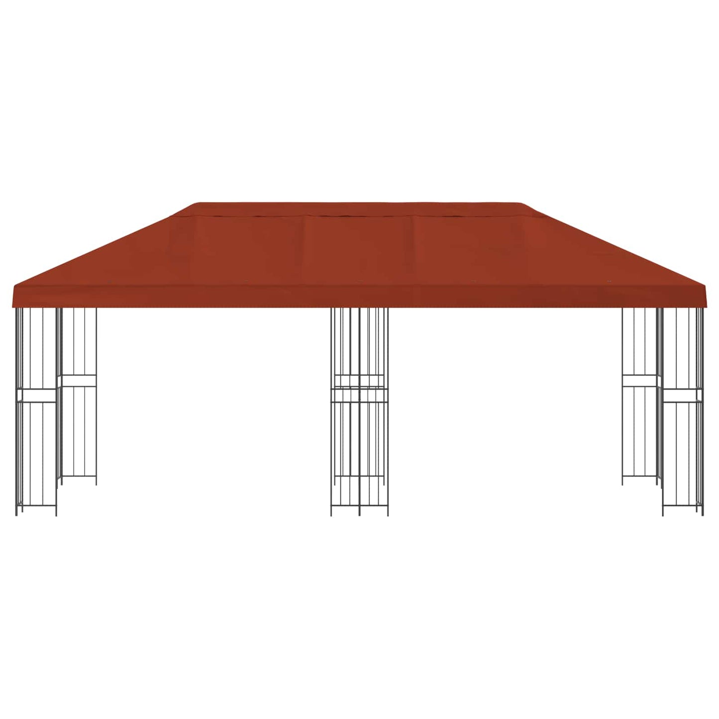 Paviljong med sidevegger 6 x 3 m Terrakotta Polyester og stål