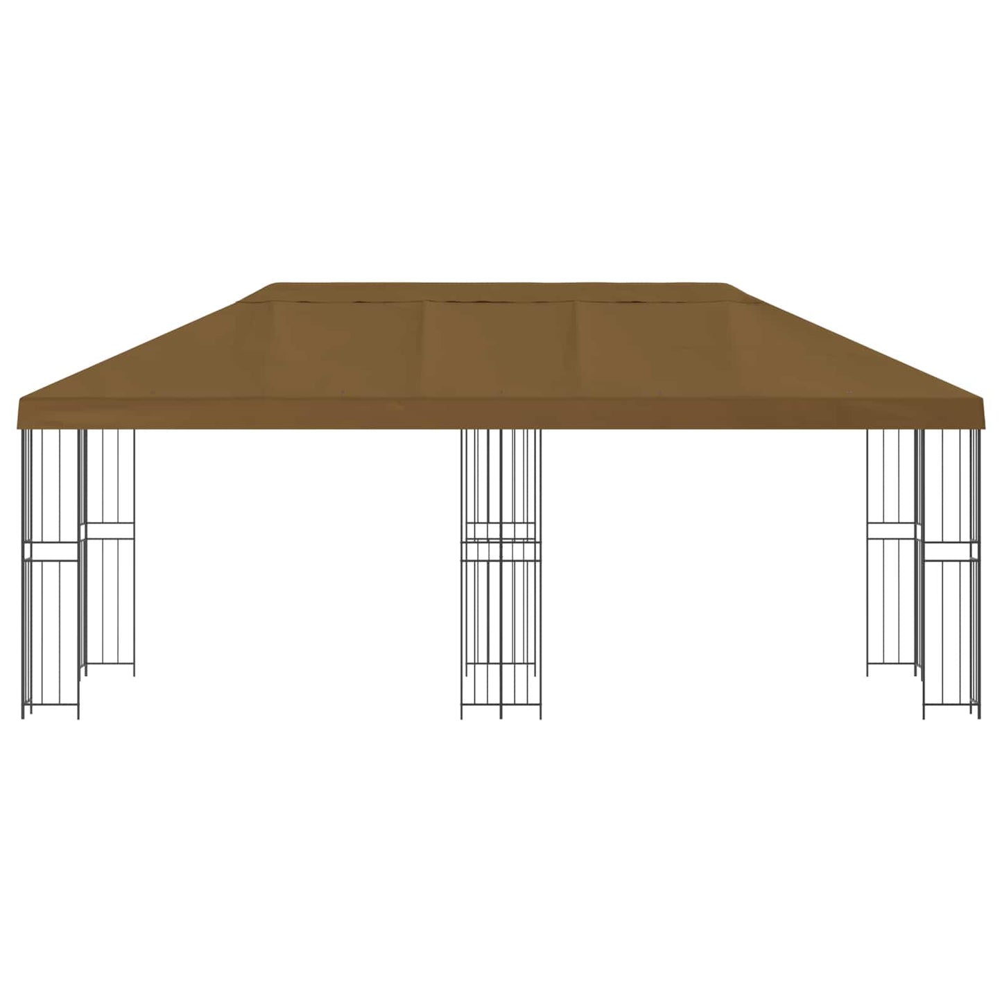Paviljong med sidevegger 6 x 3 m Gråbrun Polyester og stål 190
