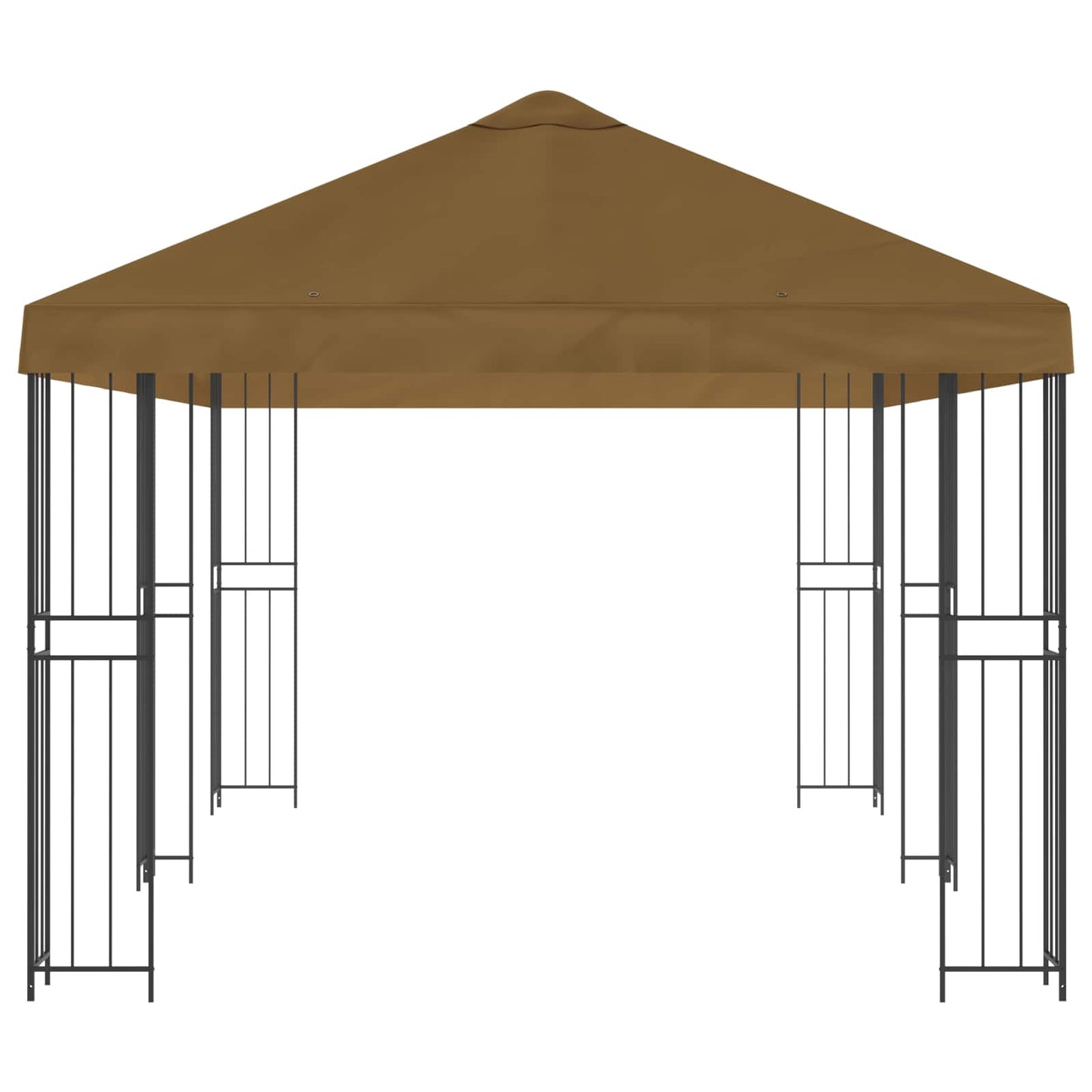 Paviljong med sidevegger 6 x 3 m Gråbrun Polyester og stål 190