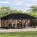 Paviljong med sidevegger 6 x 3 m Svart Polyester og stål 190