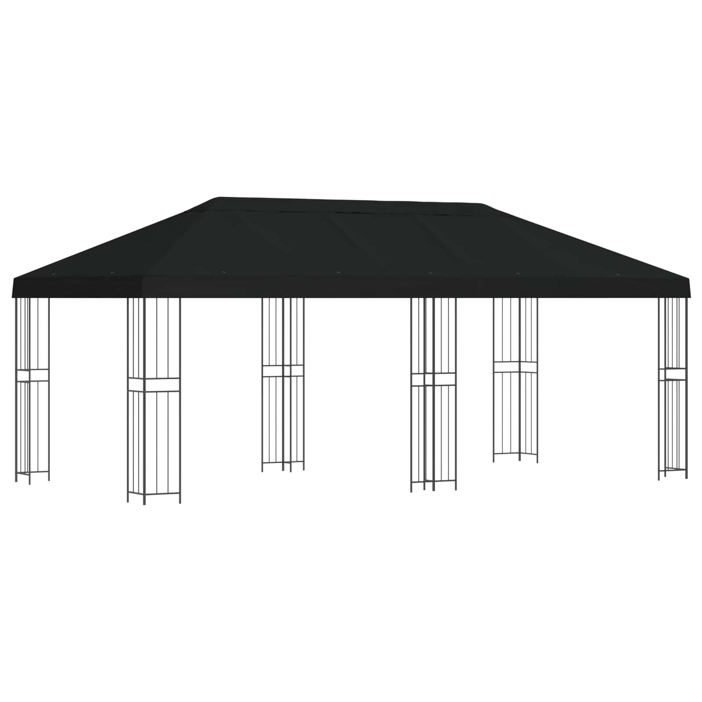 Paviljong med sidevegger 6 x 3 m Svart Polyester og stål 190