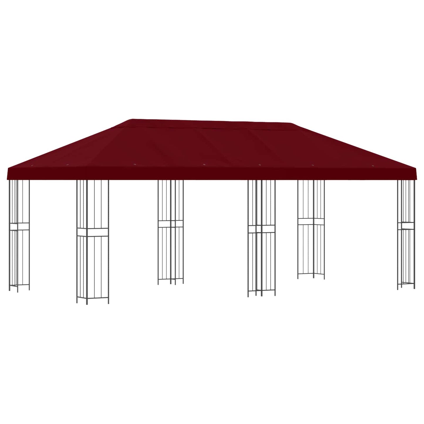 Paviljong med sidevegger 6 x 3 m Burgunder Polyester og stål