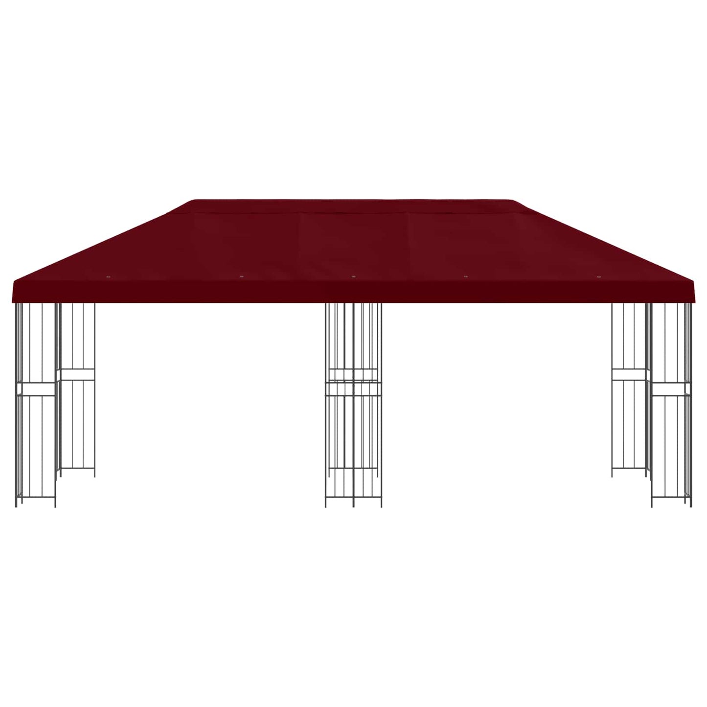 Paviljong med sidevegger 6 x 3 m Burgunder Polyester og stål