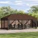 Paviljong med sidevegger 6 x 3 m Brun Polyester og stål 190