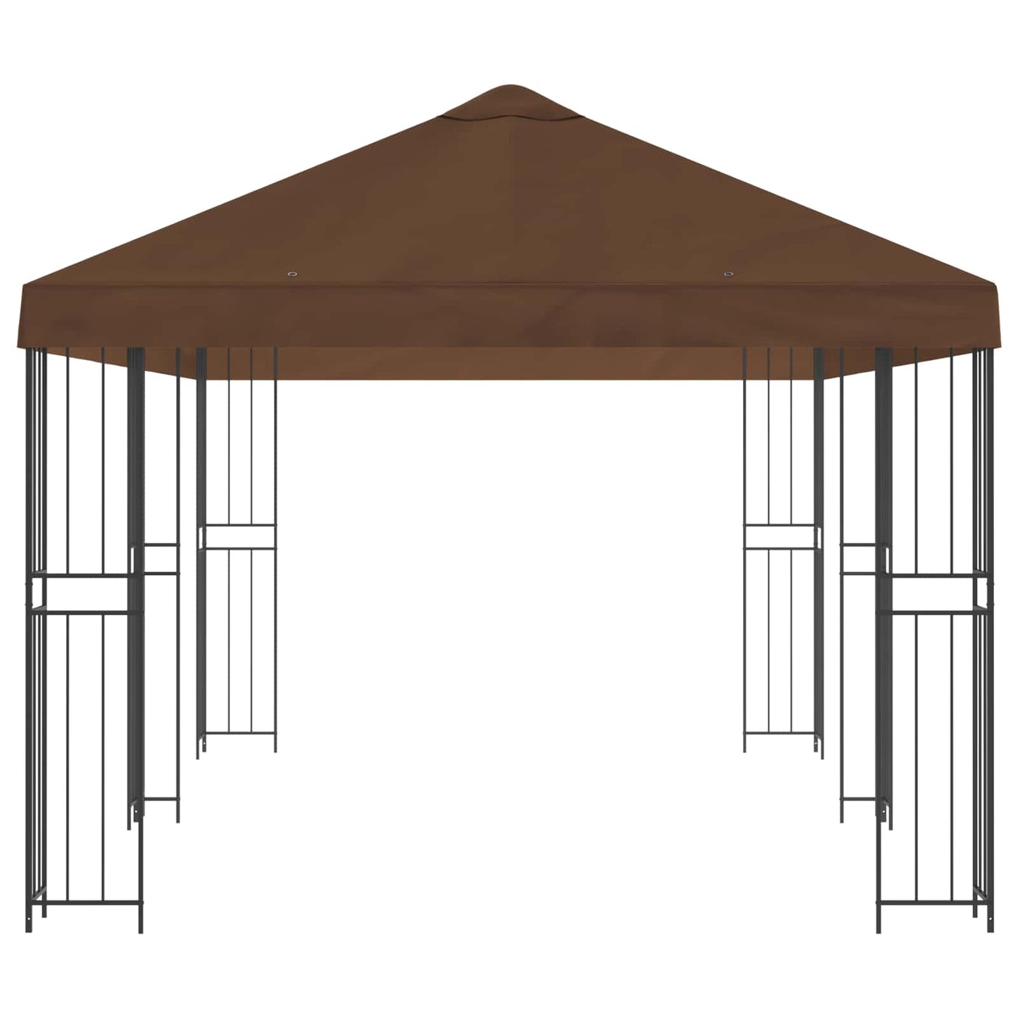 Paviljong med sidevegger 6 x 3 m Brun Polyester og stål 190