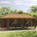 Paviljong med sidevegger 6 x 3 m Beige Polyester og stål 190