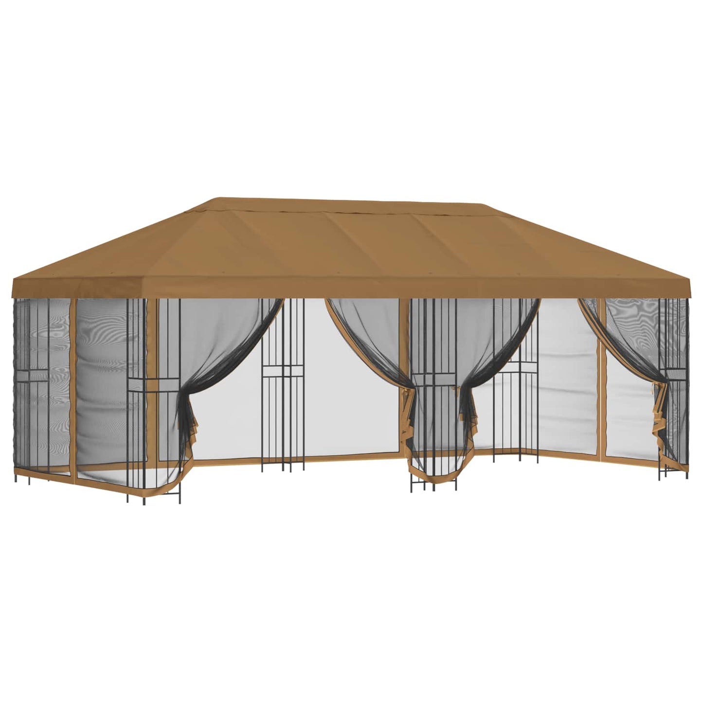 Paviljong med sidevegger 6 x 3 m Beige Polyester og stål 190