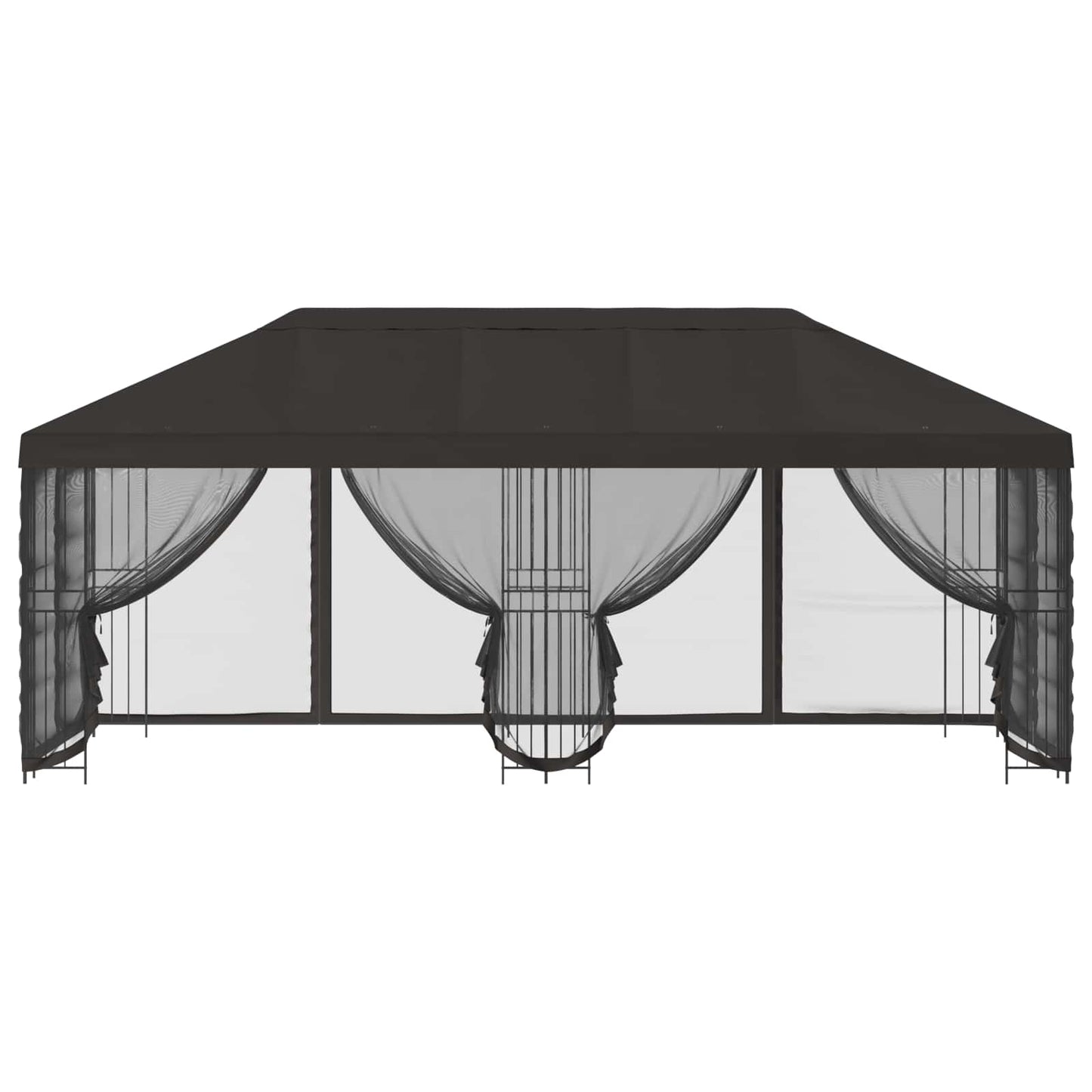Paviljong med sidevegger 6 x 3 m Antrasitt Polyester og stål