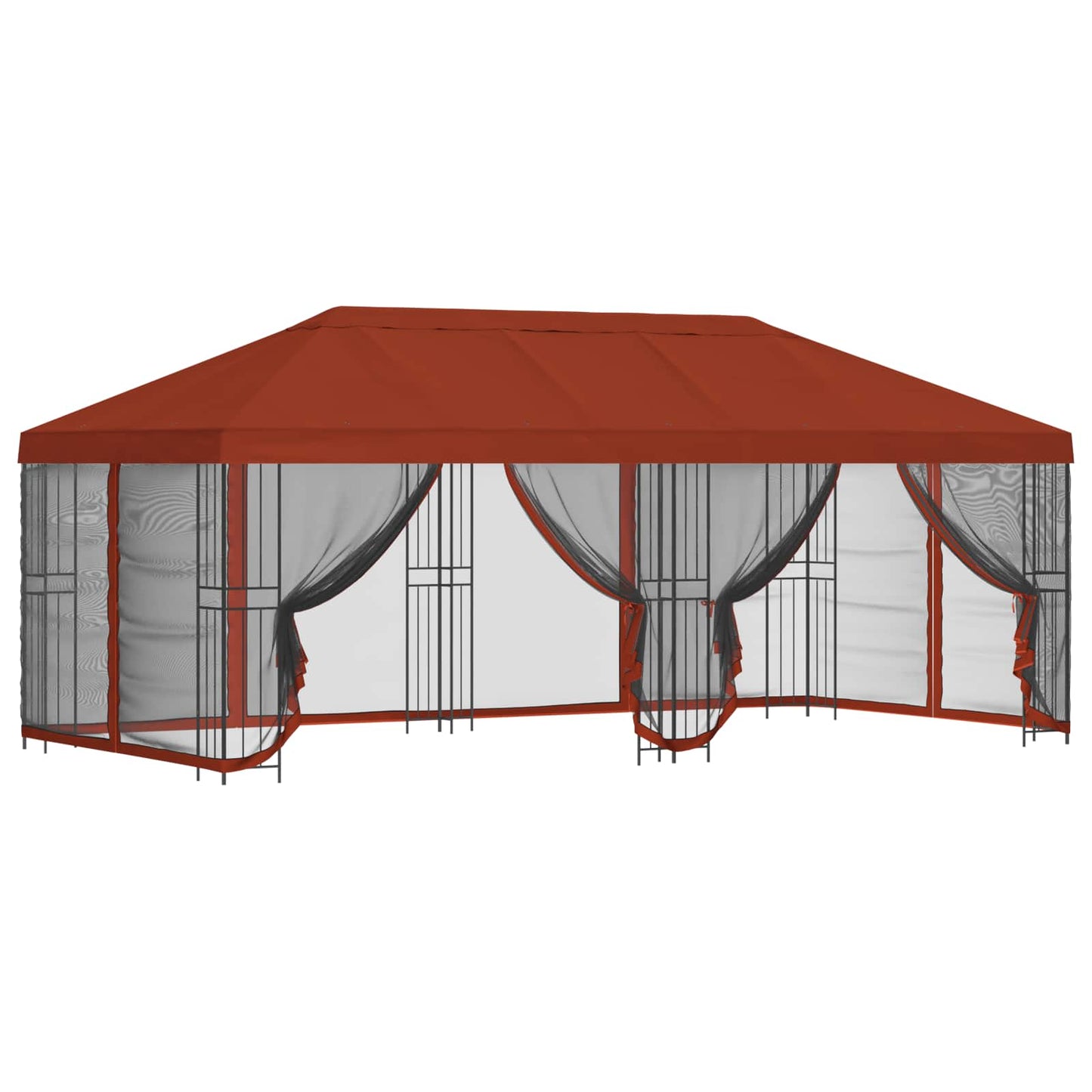 Paviljong med sidevegger 6 x 3 m Terrakotta Polyester og stål