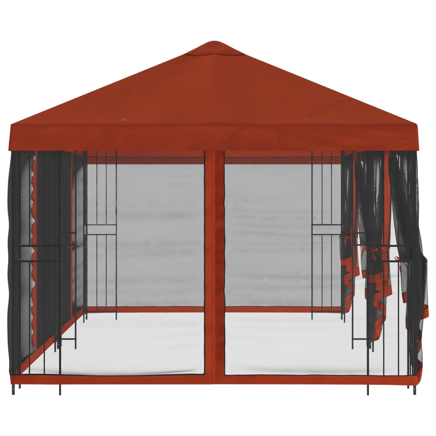 Paviljong med sidevegger 6 x 3 m Terrakotta Polyester og stål