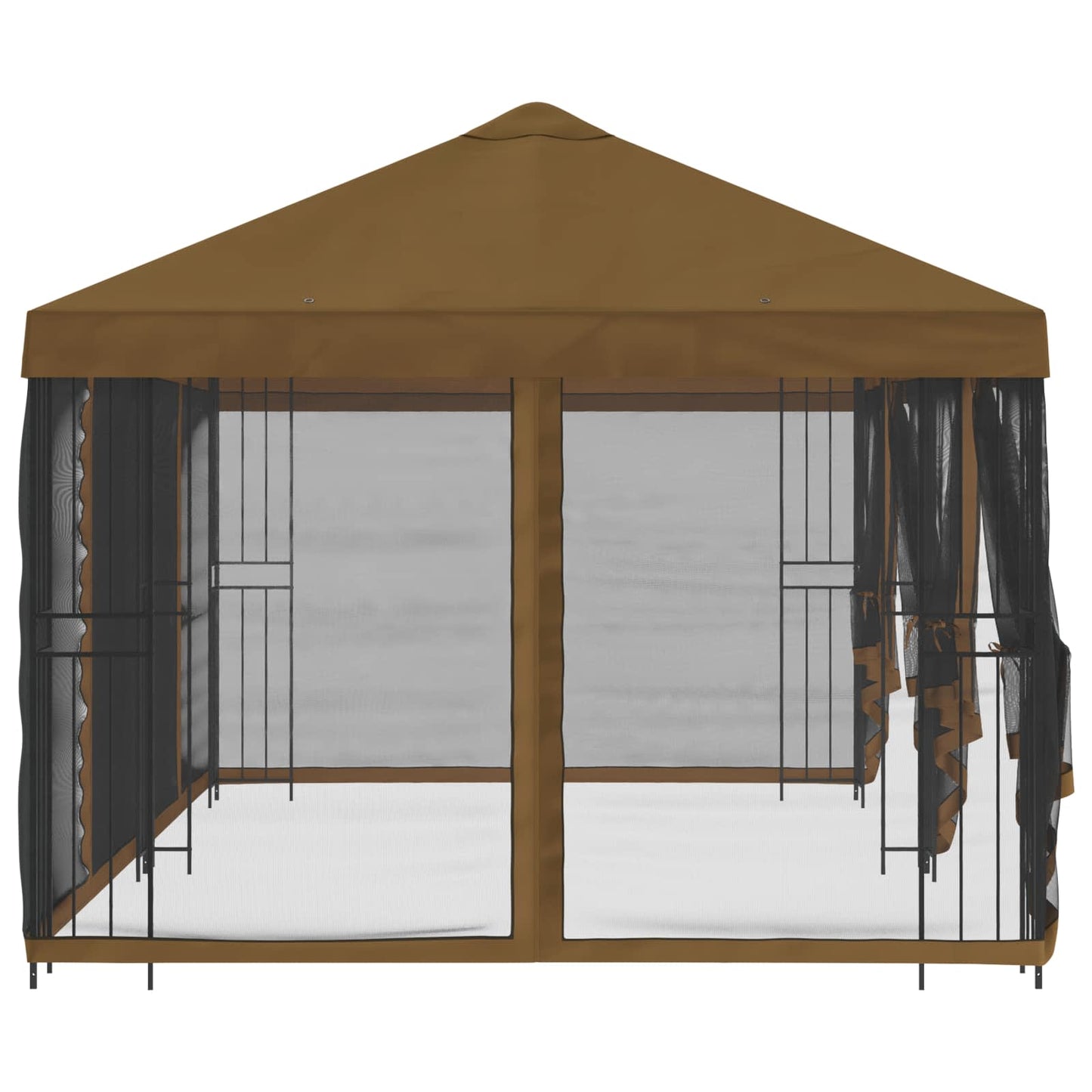 Paviljong med sidevegger 6 x 3 m Gråbrun Polyester og stål 190