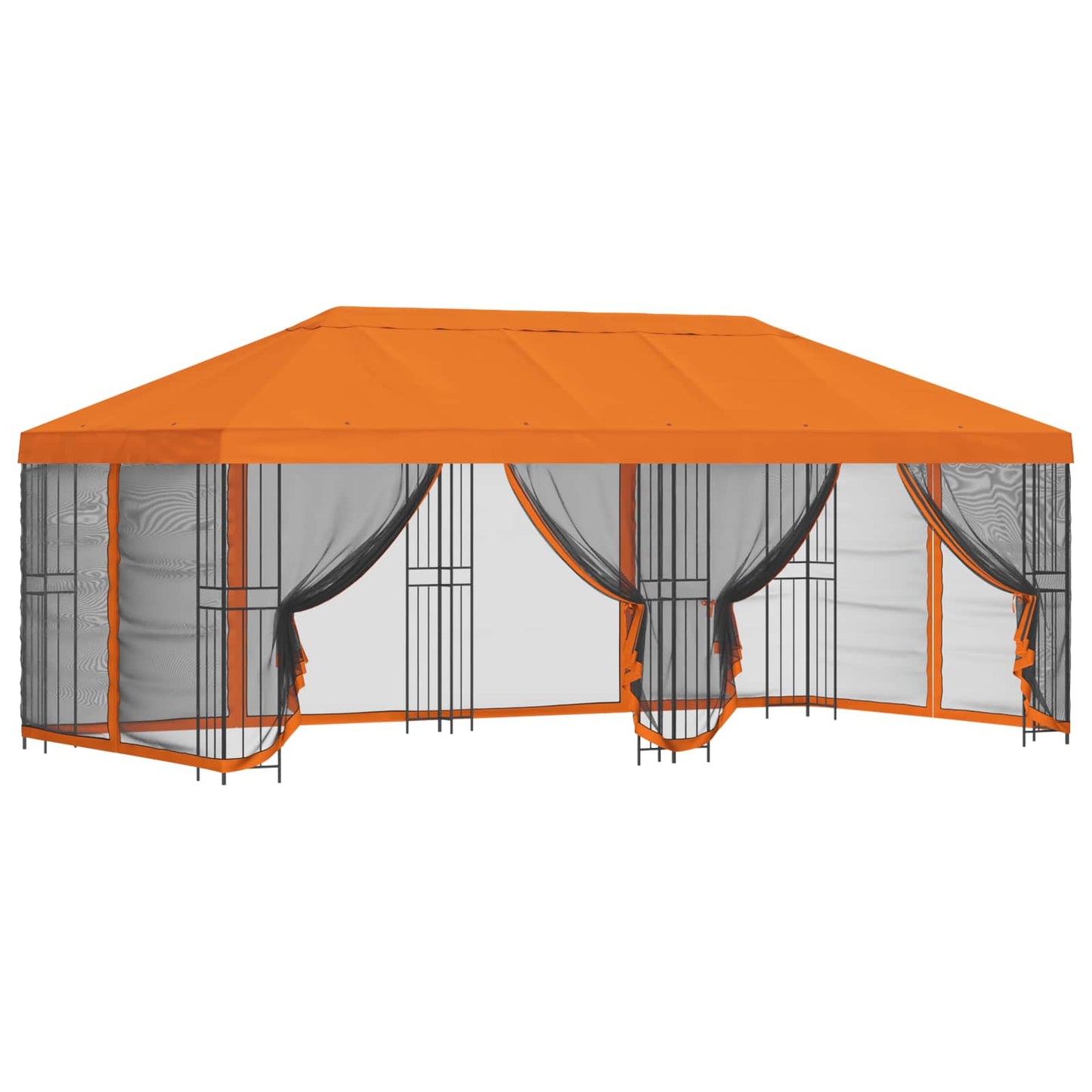 Paviljong med sidevegger 6 x 3 m Oransje Polyester og stål 190