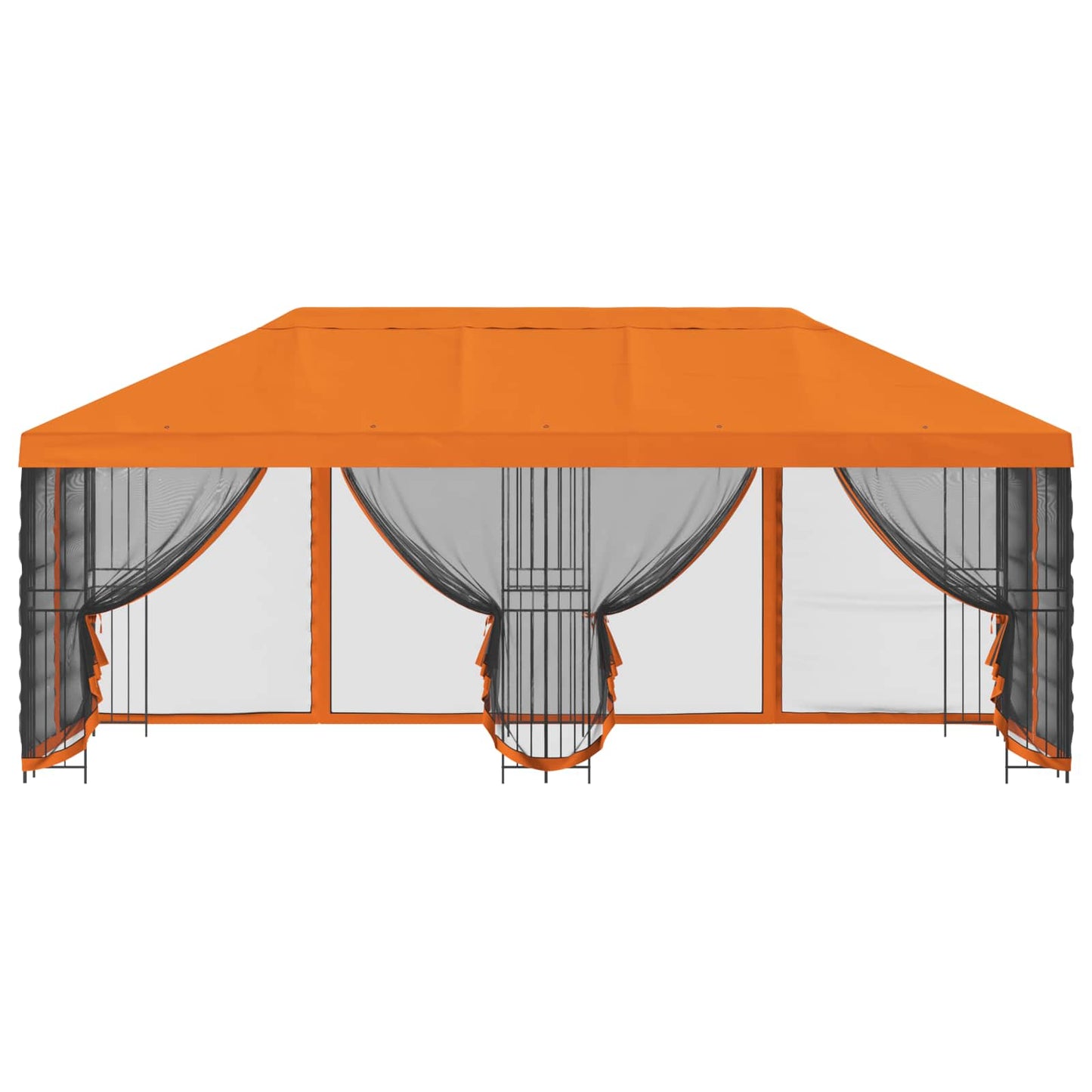 Paviljong med sidevegger 6 x 3 m Oransje Polyester og stål 190