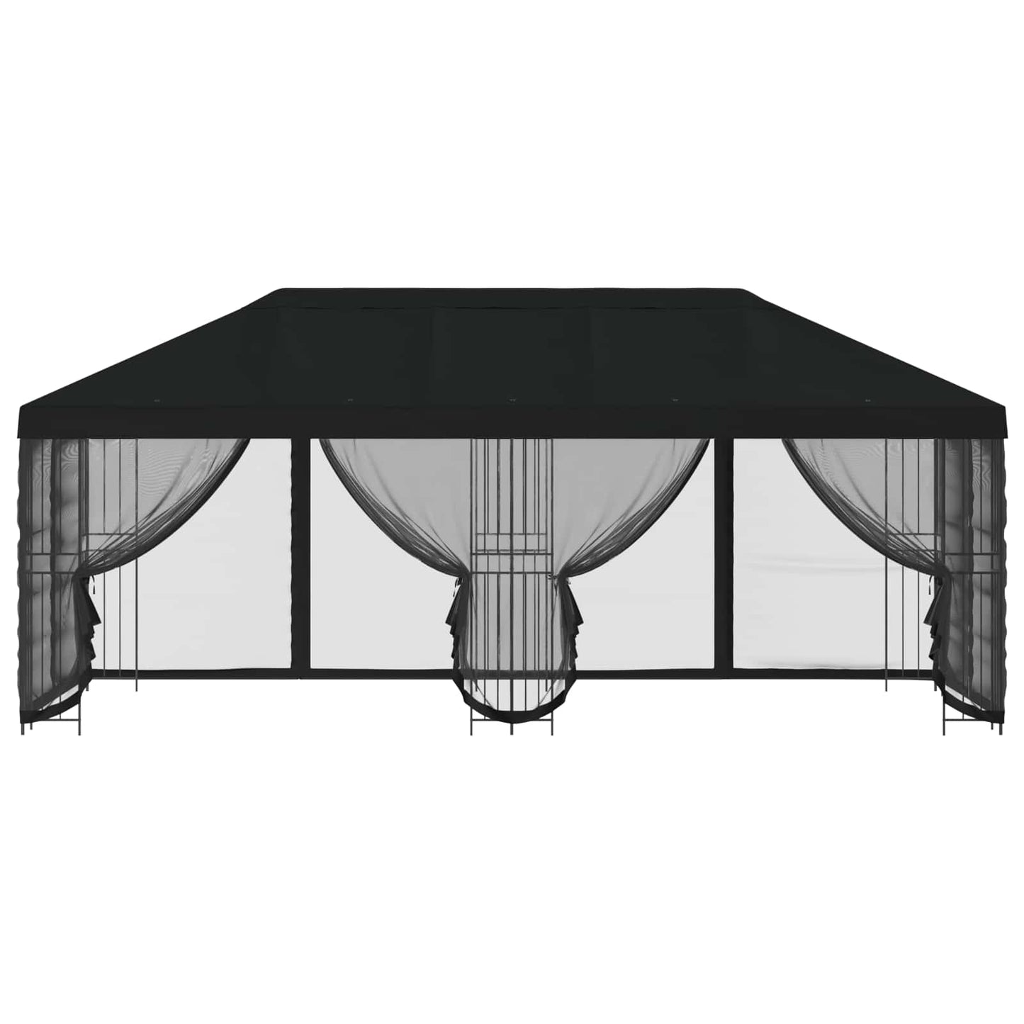 Paviljong med sidevegger 6 x 3 m Svart Polyester og stål 190