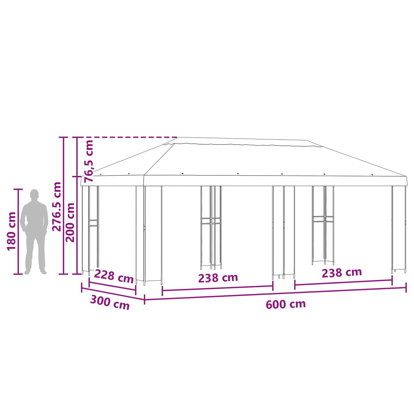 Hage Gazebo 6 x 3 m Grønn Polyester og stål 190