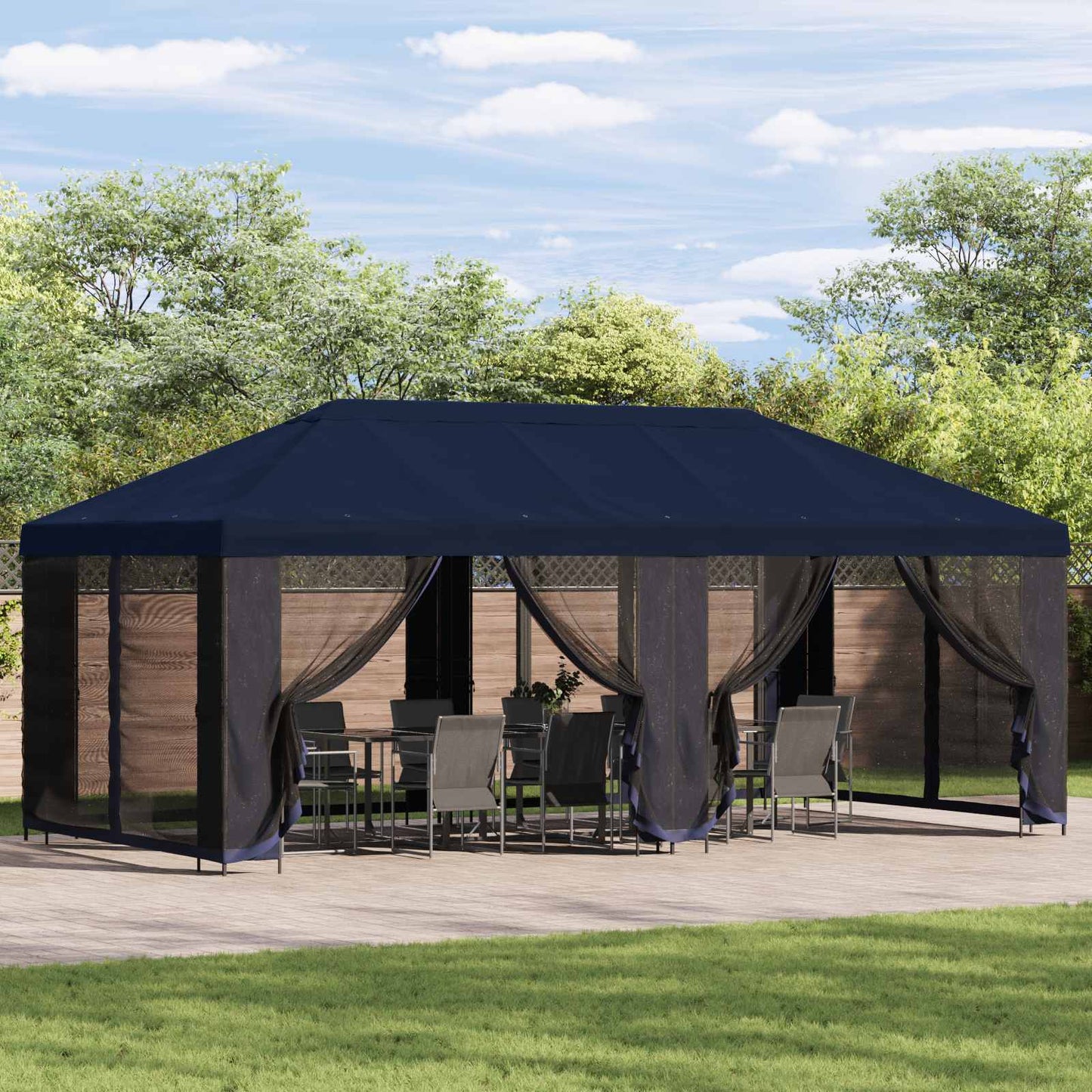 Hage Gazebo 6 x 3 m Blå Polyester og stål 190