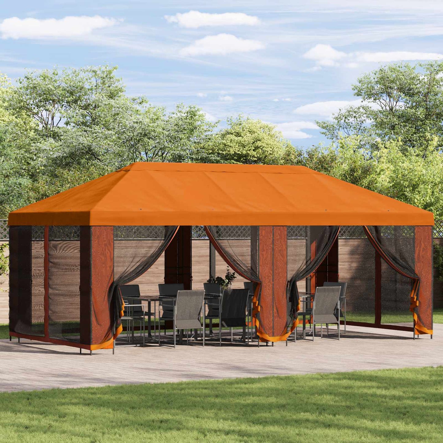Hage Gazebo 6 x 3 m Oransje Polyester og stål 190