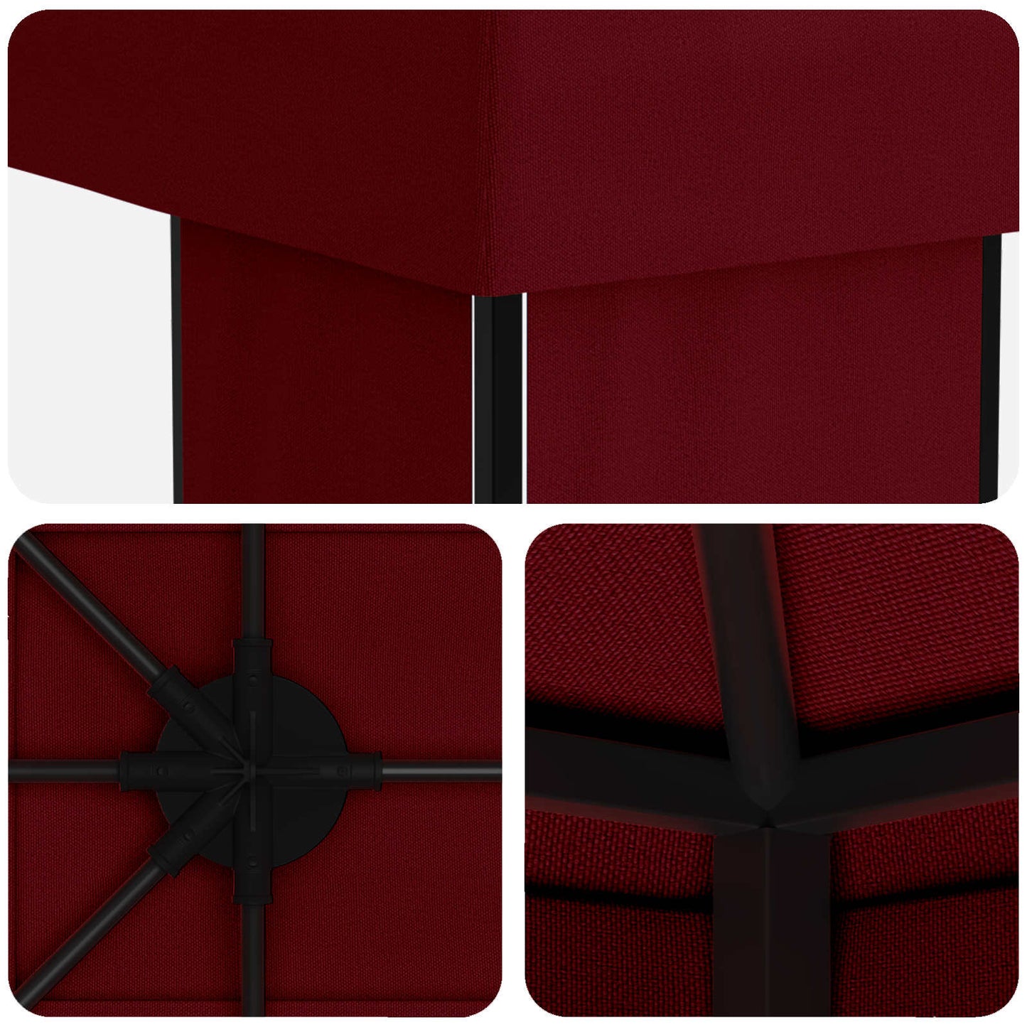 Hage Gazebo 6 x 3 m Burgunder Polyester og stål 190