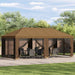 Paviljong med sidevegger 6 x 3 m Beige Polyester og stål 190