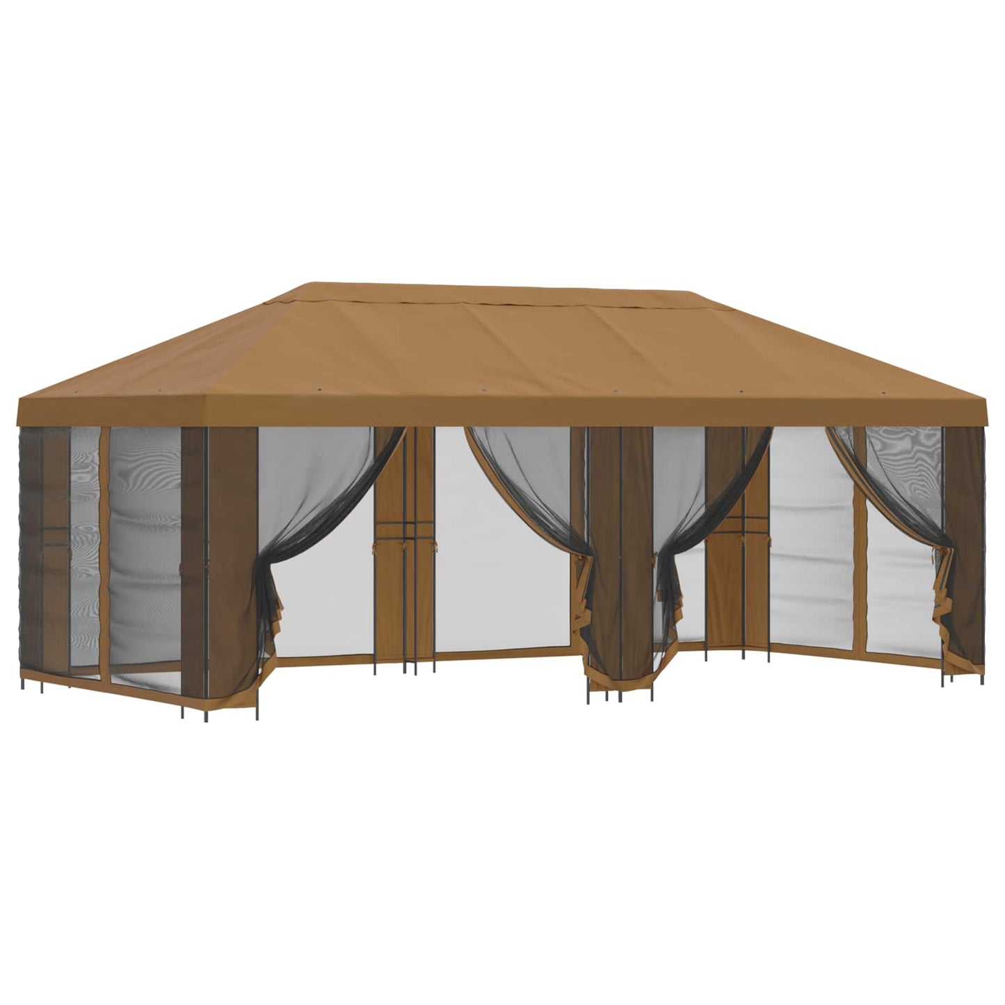Paviljong med sidevegger 6 x 3 m Beige Polyester og stål 190