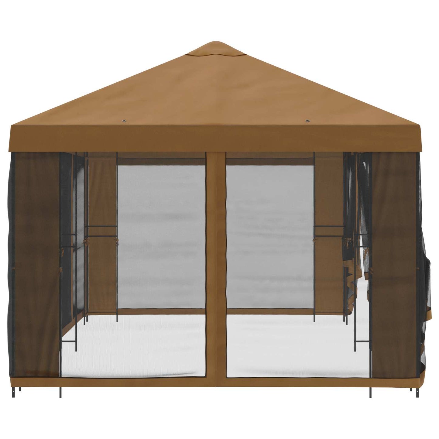 Paviljong med sidevegger 6 x 3 m Beige Polyester og stål 190