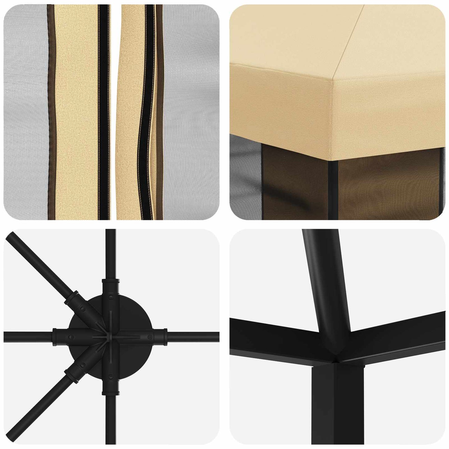 Paviljong med sidevegger 6 x 3 m Krem Polyester og stål 190