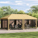 Paviljong med sidevegger 6 x 3 m Krem Polyester og stål 190