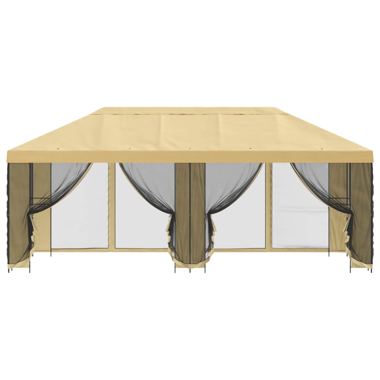 Paviljong med sidevegger 6 x 3 m Krem Polyester og stål 190
