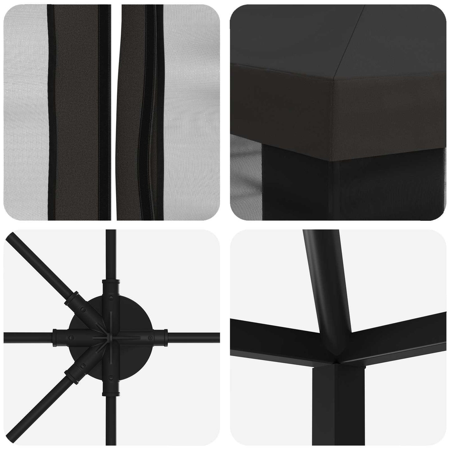 Paviljong med sidevegger 6 x 3 m Antrasitt Polyester og stål