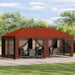 Paviljong med sidevegger 6 x 3 m Terrakotta Polyester og stål