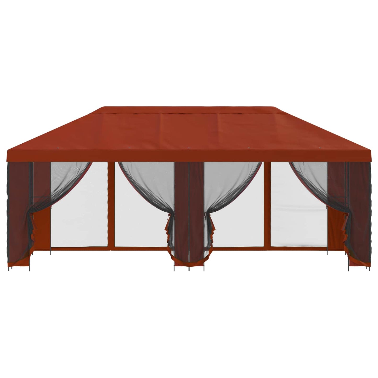 Paviljong med sidevegger 6 x 3 m Terrakotta Polyester og stål