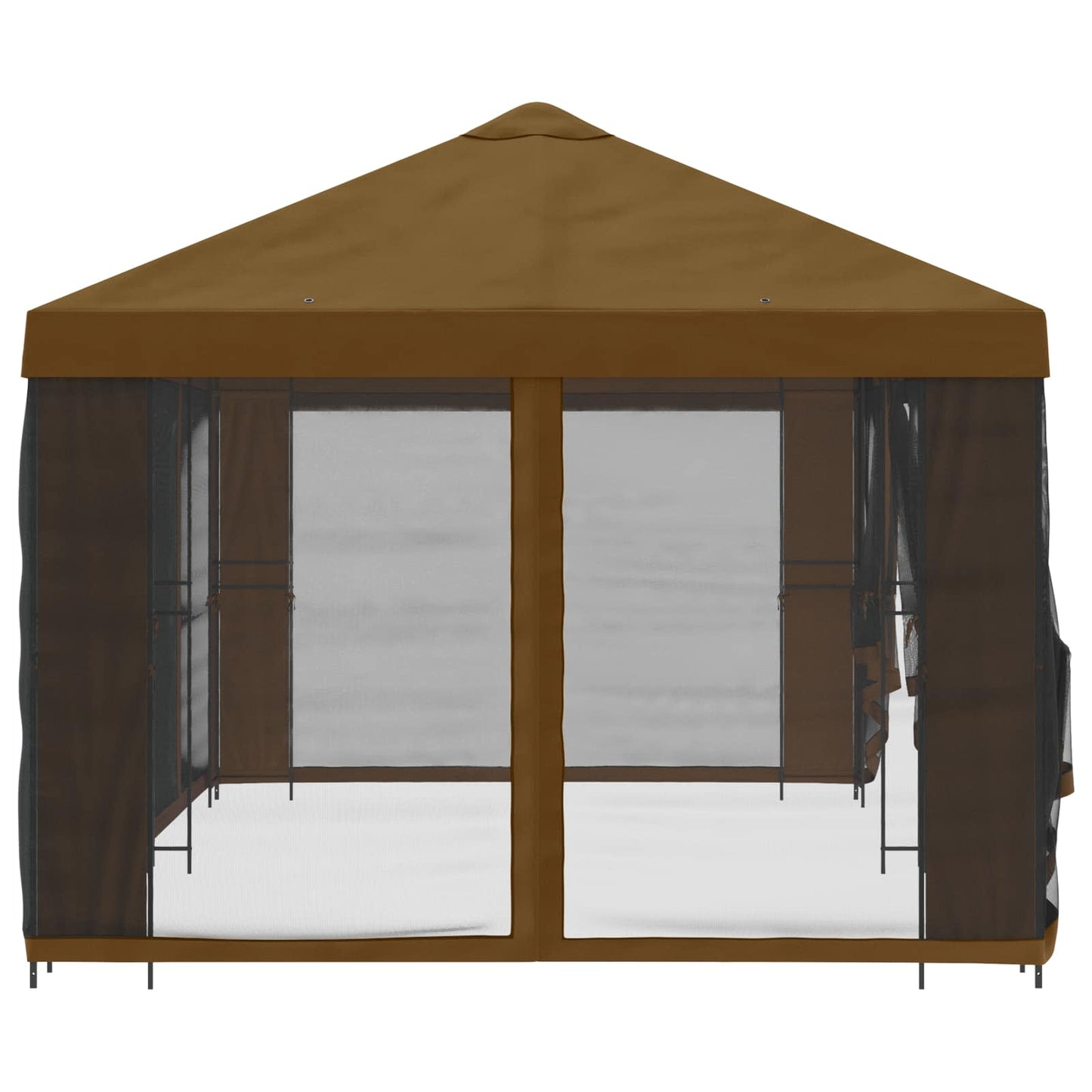 Paviljong med sidevegger 6 x 3 m Gråbrun Polyester og stål 190