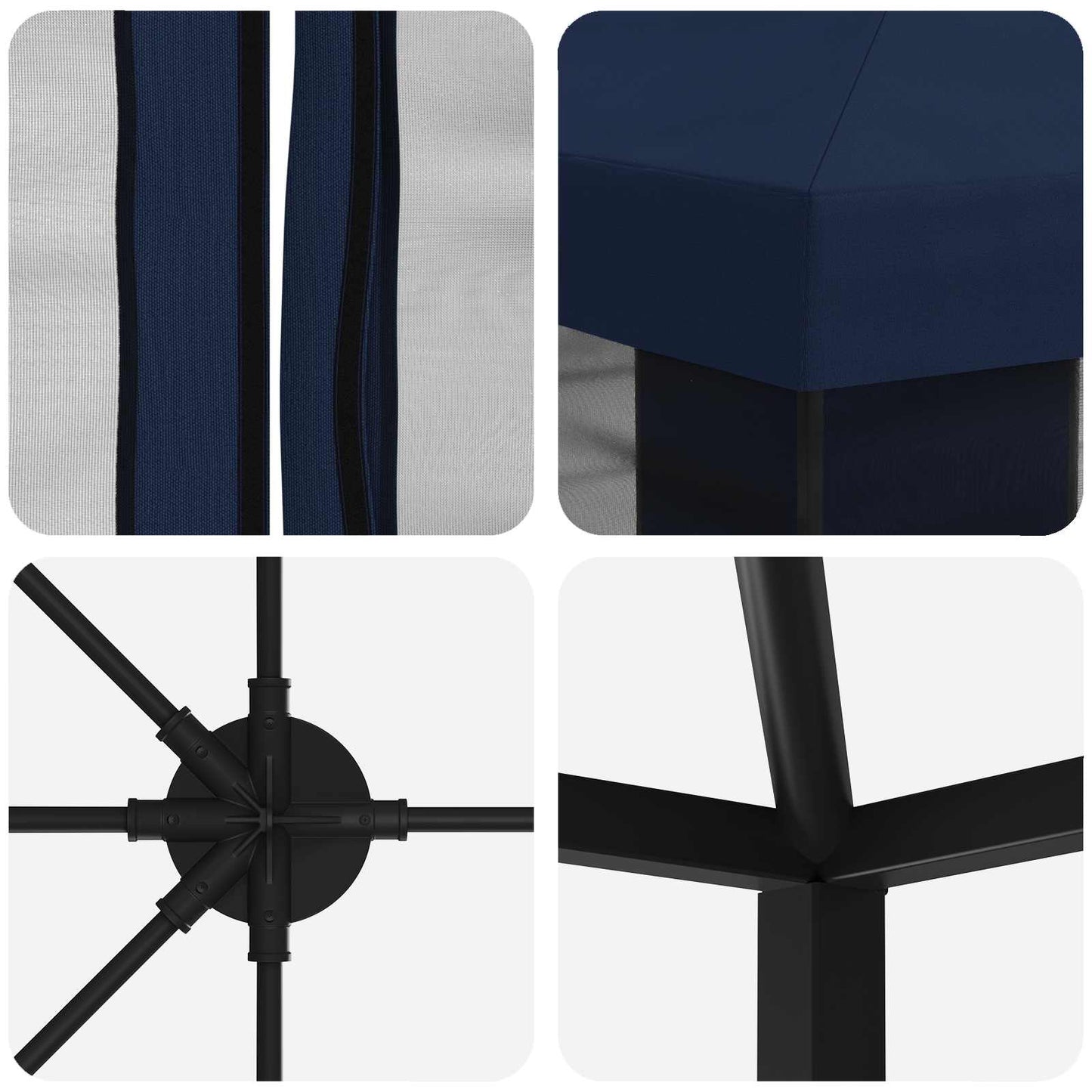 Paviljong med sidevegger 6 x 3 m Blå Polyester og stål 190