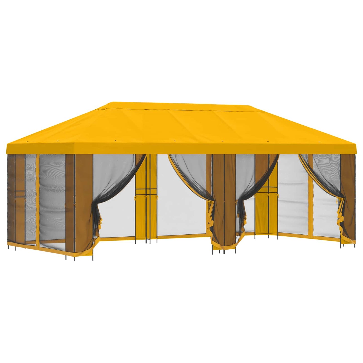 Paviljong med sidevegger 6 x 3 m Gul Polyester og stål 190