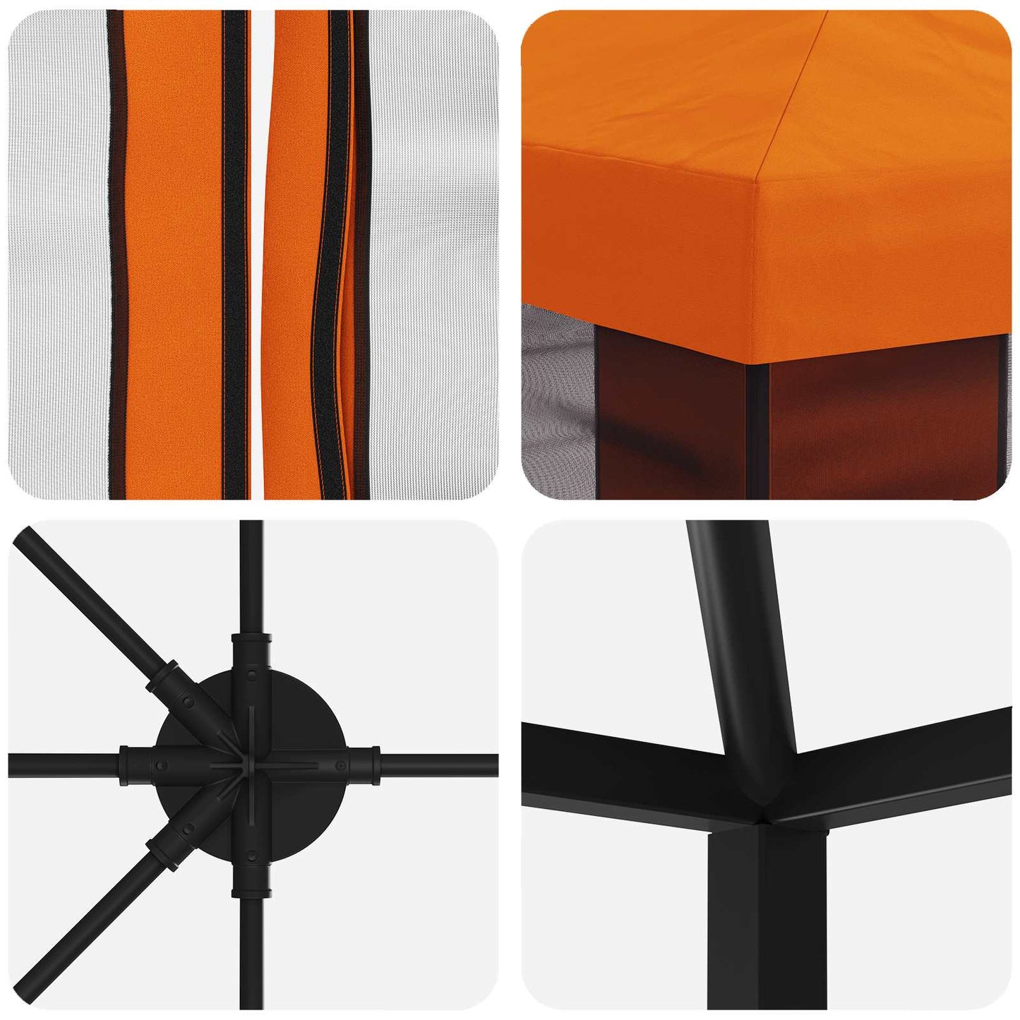 Paviljong med sidevegger 6 x 3 m Oransje Polyester og stål 190