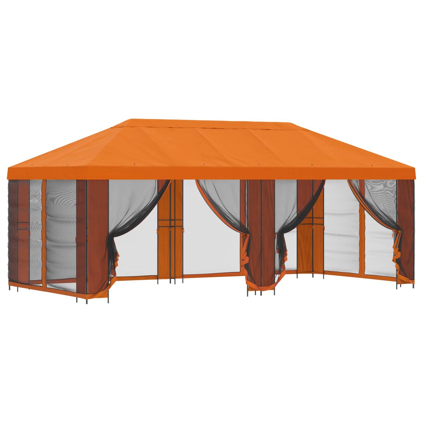 Paviljong med sidevegger 6 x 3 m Oransje Polyester og stål 190