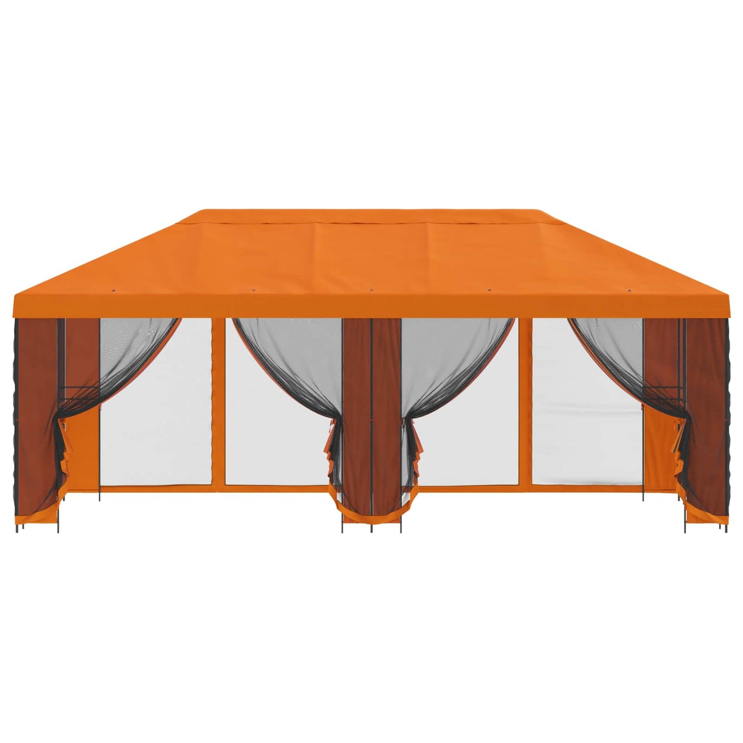 Paviljong med sidevegger 6 x 3 m Oransje Polyester og stål 190