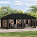 Paviljong med sidevegger 6 x 3 m Svart Polyester og stål 190