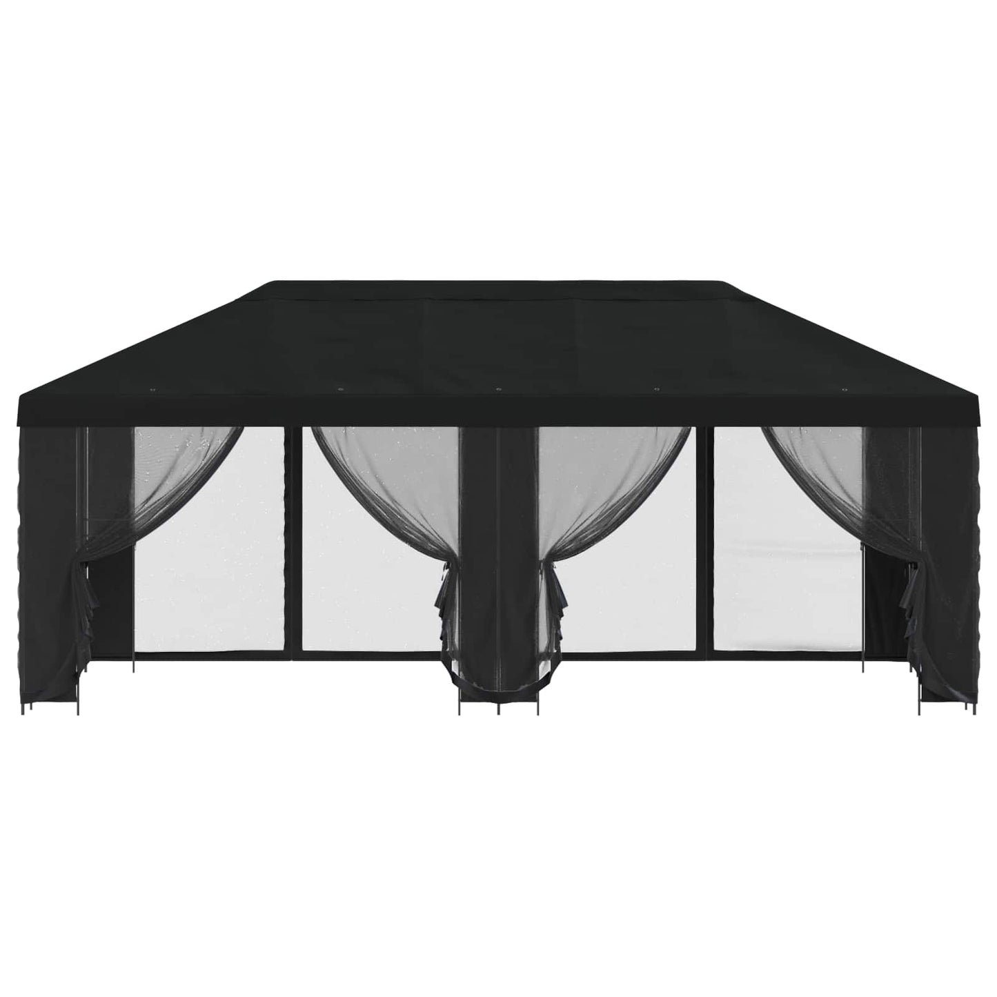 Paviljong med sidevegger 6 x 3 m Svart Polyester og stål 190