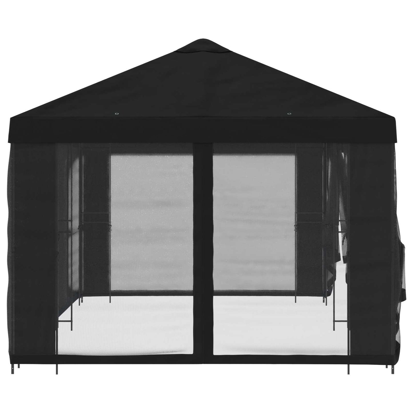 Paviljong med sidevegger 6 x 3 m Svart Polyester og stål 190