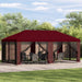 Paviljong med sidevegger 6 x 3 m Burgunder Polyester og stål