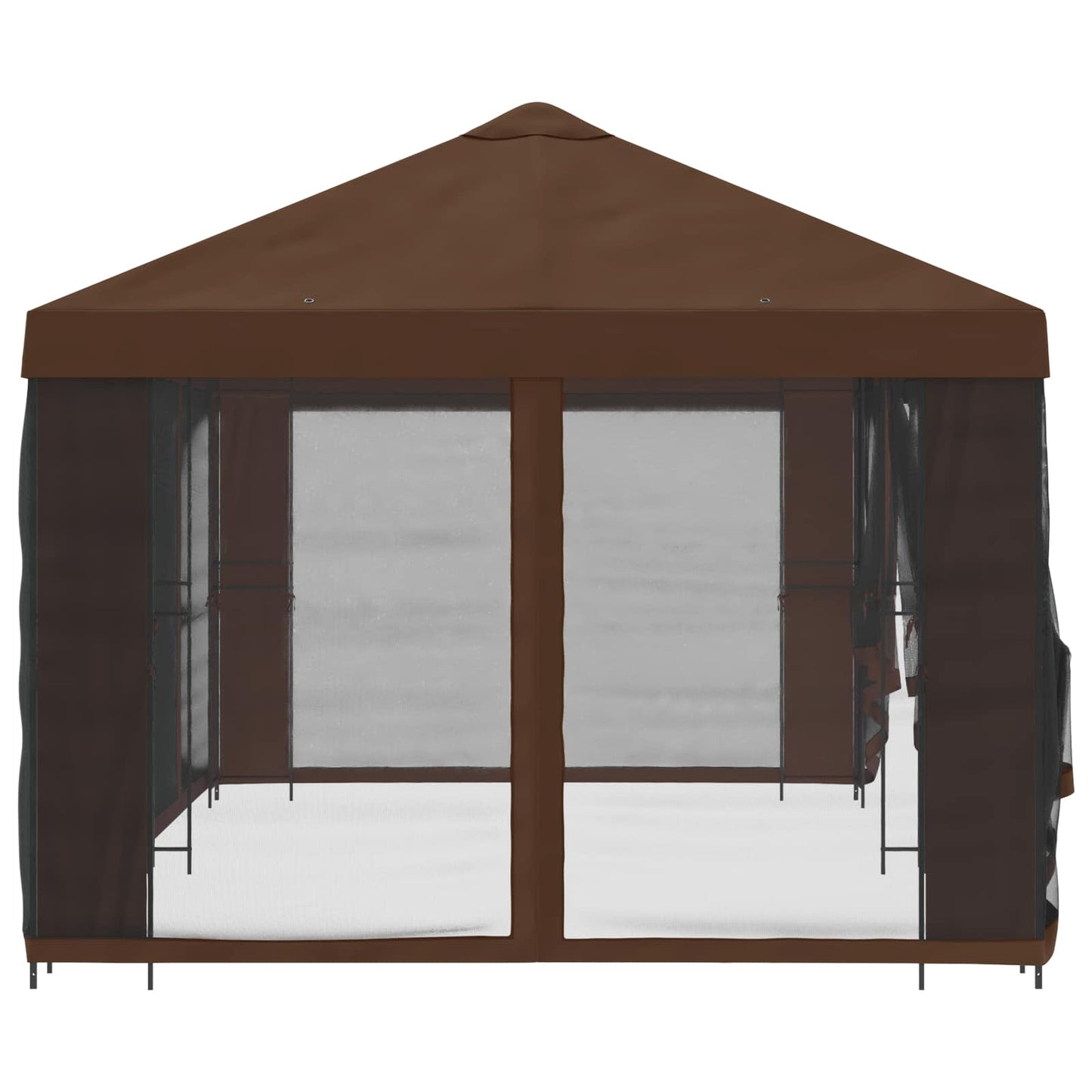 Paviljong med sidevegger 6 x 3 m Brun Polyester og stål 190