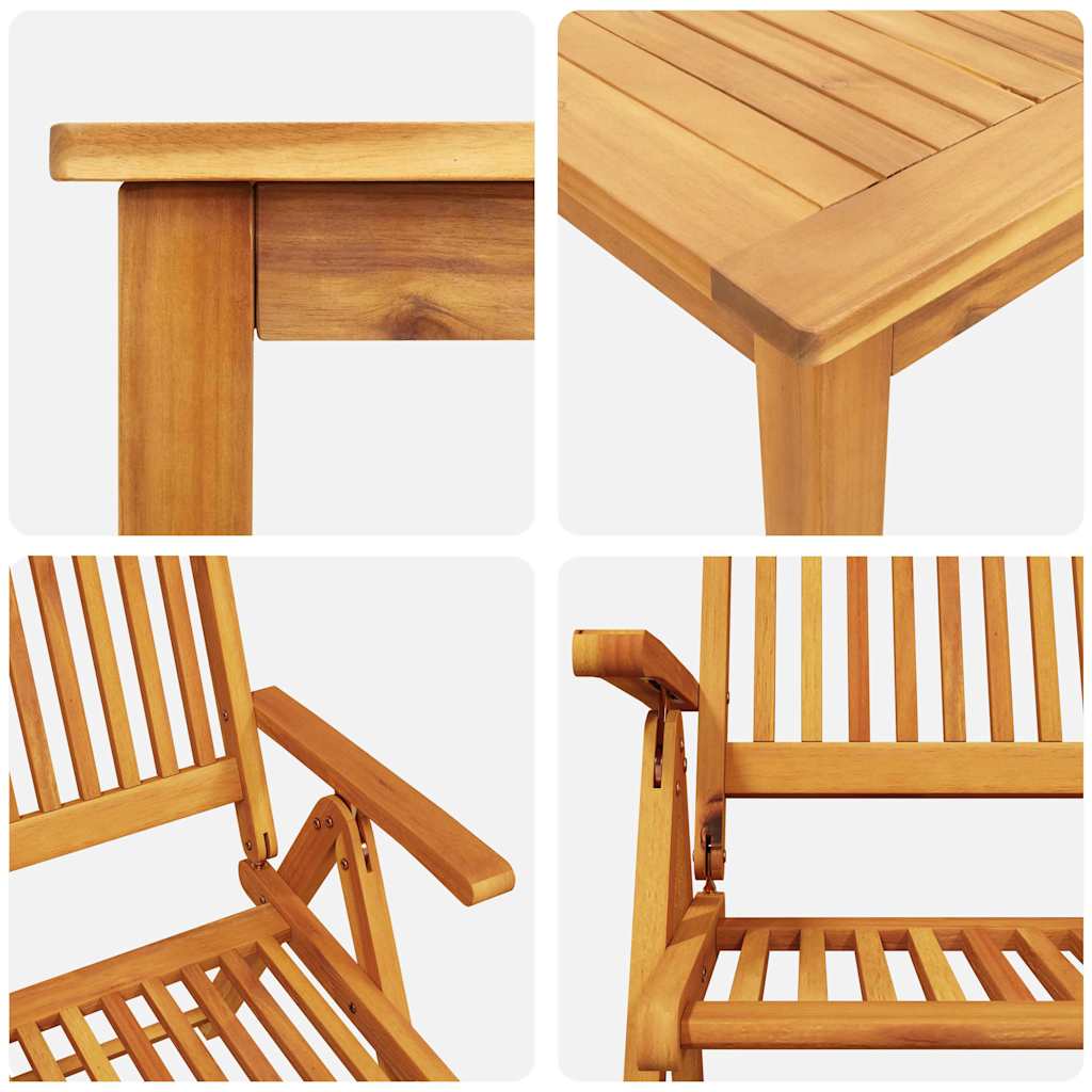 Hage Spisegruppe Sammenleggbar 7 pcs Brun Solid akasietre