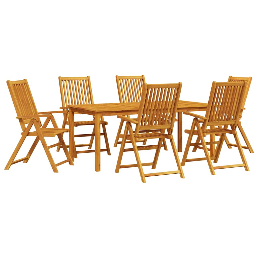 Hage Spisegruppe Sammenleggbar 7 pcs Brun Solid akasietre