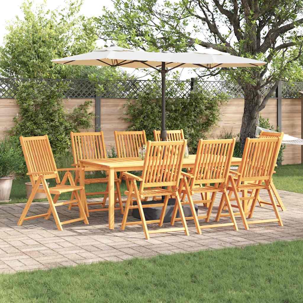 Hage Spisegruppe Sammenleggbar 9 pcs Brun Solid akasietre