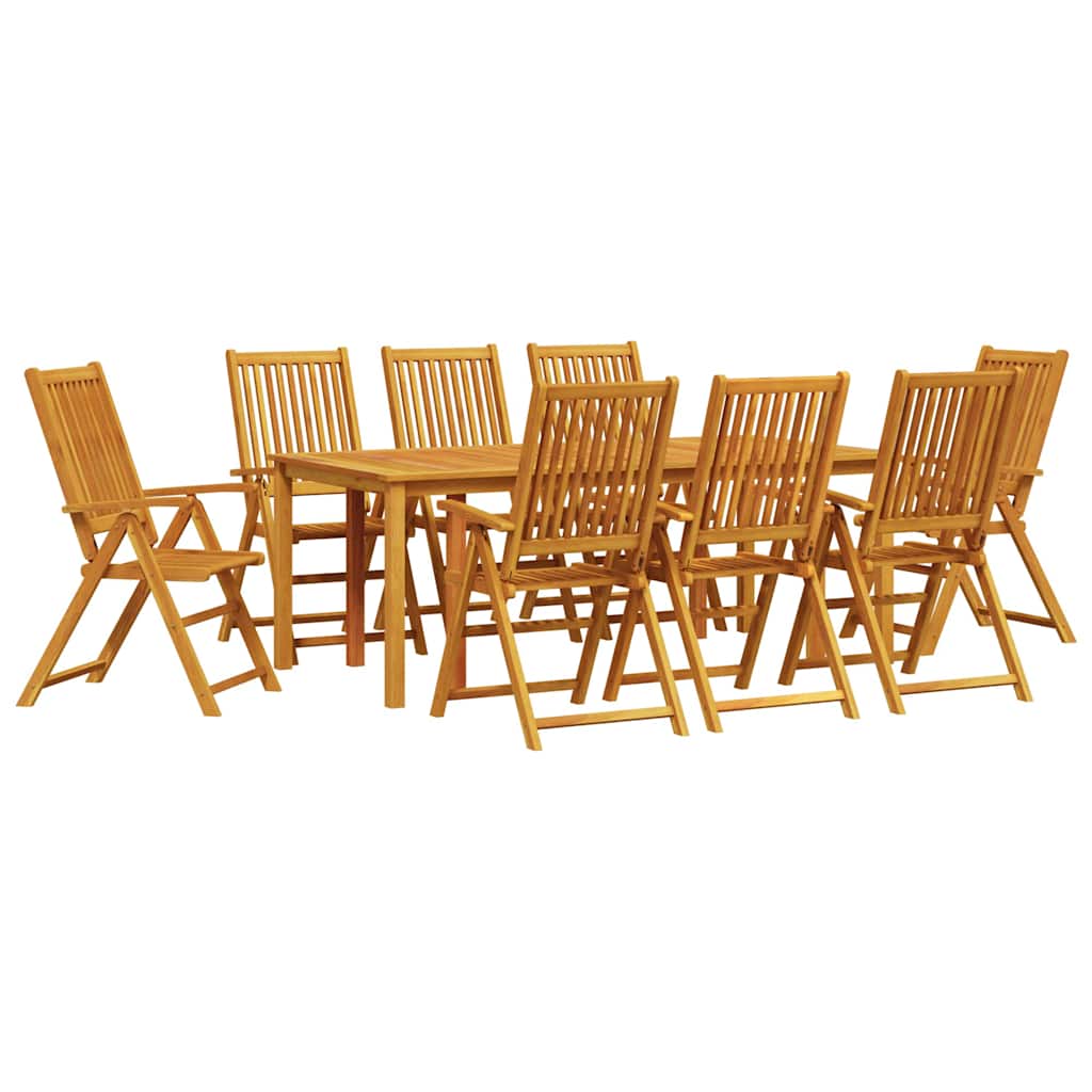 Hage Spisegruppe Sammenleggbar 9 pcs Brun Solid akasietre