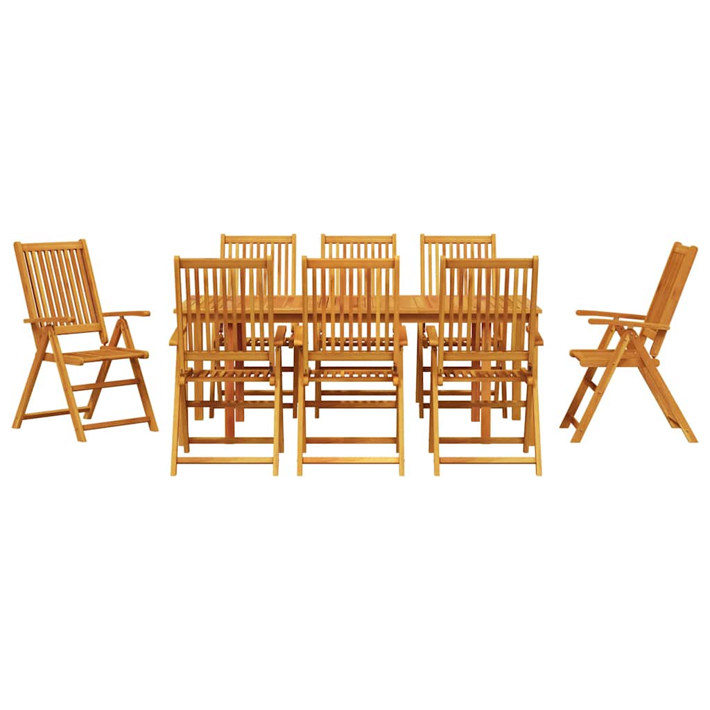 Hage Spisegruppe Sammenleggbar 9 pcs Brun Solid akasietre