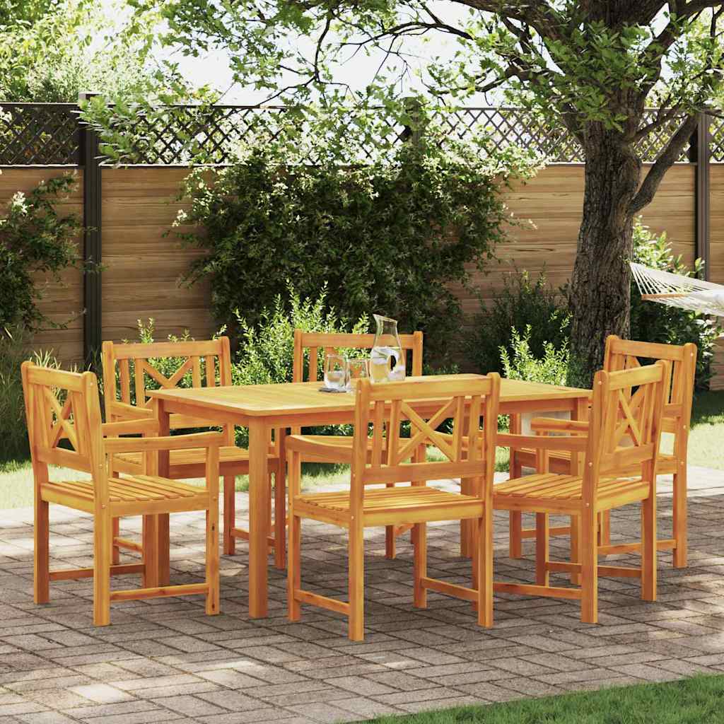 Hage Spisegruppe 7 pcs Brun Solid akasietre vidaXL