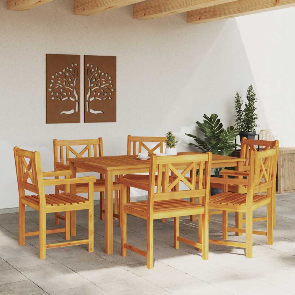 Hage Spisegruppe 7 pcs Brun Solid akasietre vidaXL